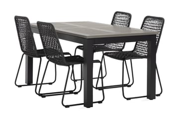 Matgrupp Monaco 152-210 cm + 4 Hilltorp Matstol - Svart - Utemöbler & utemiljö - Utegrupp - Matgrupp utomhus