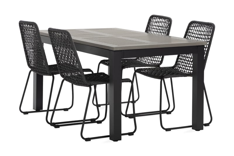Matgrupp Monaco 152-210 cm + 4 Hilltorp Matstol - Svart - Utemöbler & utemiljö - Utegrupp - Matgrupp utomhus