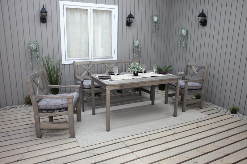 Matgrupp Olivo + 2 Stolar + Bänk - Grå - Matgrupp utomhus