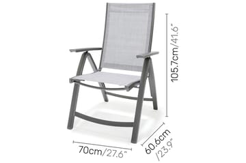 Matgrupp Solana 88 cm + 4 Positionsstolar - Grå - Utemöbler & utemiljö - Utegrupp - Matgrupp utomhus