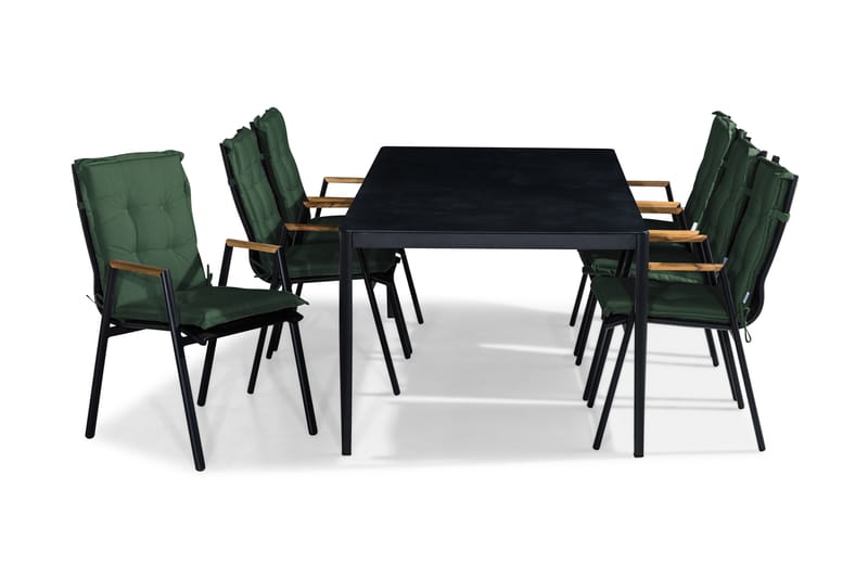 Matgrupp Utomhus Alex 200x100 + 6 Las Vegas Karmstol m Dyna - Svart|Grå Stenlook|Teak|Grön - Utemöbler & utemiljö - Utegrupp - Matgrupp utomhus