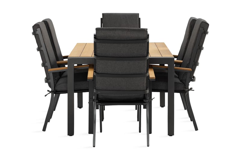 Matgrupp Utomhus Argonia 160 cm + 6 Utestolar - Svart - Utemöbler & utemiljö - Utegrupp - Matgrupp utomhus