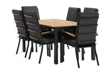 Matgrupp Utomhus Argonia 160 cm + 6 Utestolar - Svart - Utemöbler & utemiljö - Utegrupp - Matgrupp utomhus