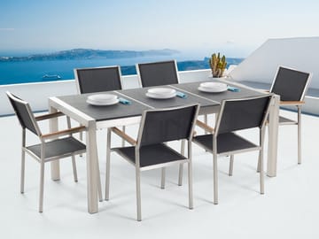 Matgrupp Utomhus Bacoli 180 cm + 6 Utestolar - Grå - Utemöbler & utemiljö - Utegrupp - Matgrupp utomhus