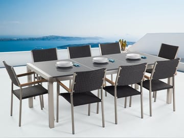 Matgrupp Utomhus Bacoli 220 cm + 8 Utestolar - Svart - Utemöbler & utemiljö - Utegrupp - Matgrupp utomhus