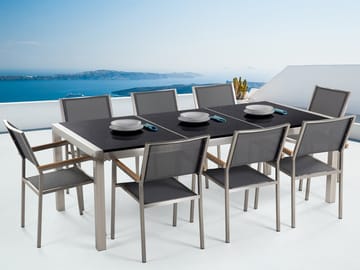 Matgrupp Utomhus Bacoli 220 cm + 8 Utestolar - Svart - Utemöbler & utemiljö - Utegrupp - Matgrupp utomhus