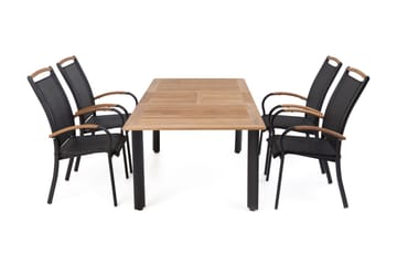 Matgrupp Utomhus Hillerstorp Nydala 96x150-200 + 4 Karmstolar - Teak|Svart - Utemöbler & utemiljö - Utegrupp - Matgrupp utomhus