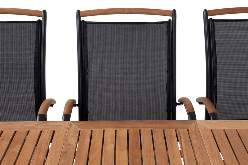 Matgrupp Utomhus Hillerstorp Nydala 96x150-200 + 6 Karmstolar - Teak|Svart - Utemöbler & utemiljö - Utegrupp - Matgrupp utomhus