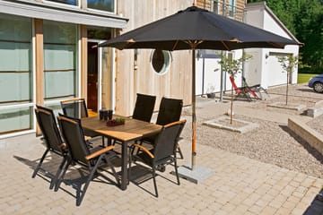 Matgrupp Utomhus Hillerstorp Nydala 96x150-200 + 6 Karmstolar - Teak|Svart - Utemöbler & utemiljö - Utegrupp - Matgrupp utomhus