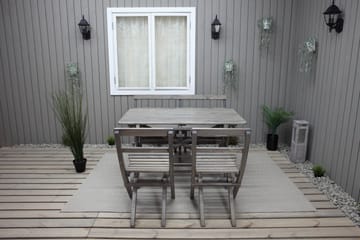 Matgrupp Utomhus Larios 76 cm + 2 Matstolar Utomhus + Bänk Utomhus - Grå - Utemöbler & utemiljö - Utegrupp - Matgrupp utomhus