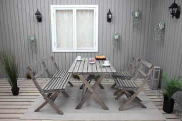 Matgrupp Utomhus Larios 76 cm + 2 Matstolar Utomhus + Bänk Utomhus - Grå - Utemöbler & utemiljö - Utegrupp - Matgrupp utomhus