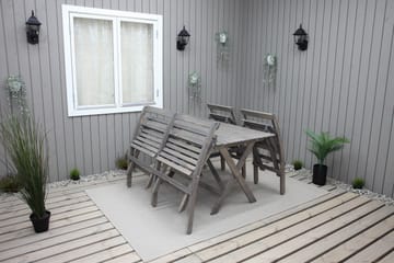 Matgrupp Utomhus Larios 76 cm + 2 Matstolar Utomhus + Bänk Utomhus - Grå - Utemöbler & utemiljö - Utegrupp - Matgrupp utomhus