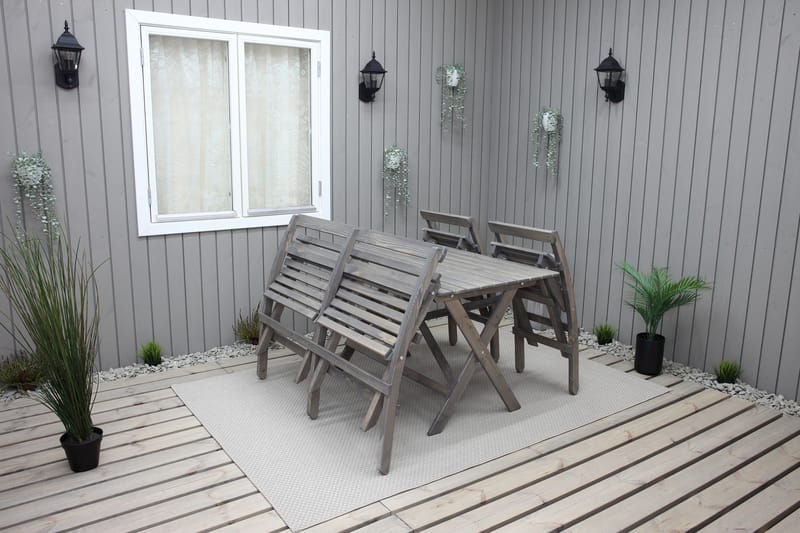 Matgrupp Utomhus Larios 76 cm + 2 Matstolar Utomhus + Bänk Utomhus - Grå - Utemöbler & utemiljö - Utegrupp - Matgrupp utomhus
