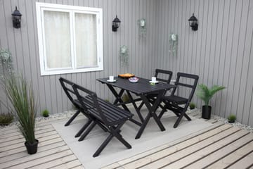 Matgrupp Utomhus Larios 76 cm + 2 Matstolar Utomhus + Bänk Utomhus - Svart - Utemöbler & utemiljö - Utegrupp - Matgrupp utomhus