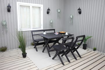 Matgrupp Utomhus Larios 76 cm + 2 Matstolar Utomhus + Bänk Utomhus - Svart - Utemöbler & utemiljö - Utegrupp - Matgrupp utomhus