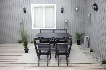 Matgrupp Utomhus Larios 76 cm + 2 Matstolar Utomhus + Bänk Utomhus - Svart - Utemöbler & utemiljö - Utegrupp - Matgrupp utomhus