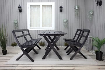 Matgrupp Utomhus Larios 76 cm + 2 Matstolar Utomhus + Bänk Utomhus - Svart - Utemöbler & utemiljö - Utegrupp - Matgrupp utomhus