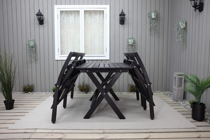 Matgrupp Utomhus Larios 76 cm + 2 Matstolar Utomhus + Bänk Utomhus - Svart - Utemöbler & utemiljö - Utegrupp - Matgrupp utomhus