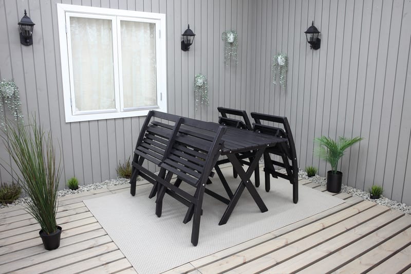 Matgrupp Utomhus Larios 76 cm + 2 Matstolar Utomhus + Bänk Utomhus - Svart - Utemöbler & utemiljö - Utegrupp - Matgrupp utomhus