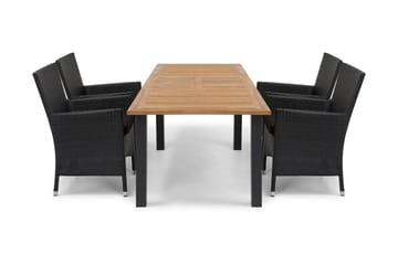 Matgrupp Utomhus Las Vegas 152-210 + 4 Thor Fåtölj - Svart/Teak - Utemöbler & utemiljö - Utegrupp - Matgrupp utomhus