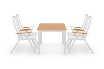 Matgrupp Utomhus Las Vegas 152-210 + 4 Positionsstol Lyx - Vit/Teak/Vit/Teak - Utemöbler & utemiljö - Utegrupp - Matgrupp utomhus