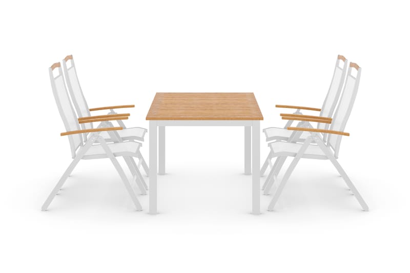 Matgrupp Utomhus Las Vegas 152-210 + 4 Positionsstol Lyx, Vit/Teak/Vit/Teak
