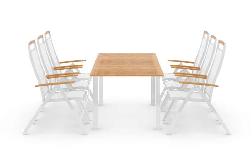 Matgrupp Utomhus Las Vegas 152-210 + 6 Positionsstol Lyx, Vit/Teak/Vit/Teak
