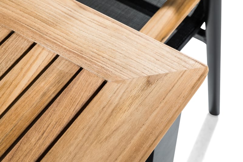 Matgrupp Utomhus Las Vegas 152-210x90 + 4 Karmstolar - Svart|Teak - Utemöbler & utemiljö - Utegrupp - Matgrupp utomhus