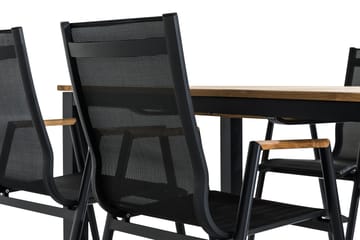 Matgrupp Utomhus Las Vegas 152-210x90 + 4 Karmstolar - Svart|Teak - Utemöbler & utemiljö - Utegrupp - Matgrupp utomhus