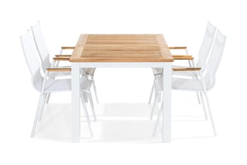 Matgrupp Utomhus Las Vegas 152-210x90 + 4 Karmstolar - Teak/Vit - Utemöbler & utemiljö - Utegrupp - Matgrupp utomhus