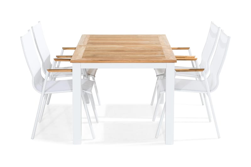 Matgrupp Utomhus Las Vegas 152-210x90 + 4 Karmstolar, Teak/Vit