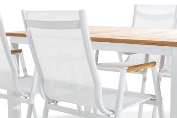 Matgrupp Utomhus Las Vegas 152-210x90 + 4 Karmstolar - Teak/Vit - Utemöbler & utemiljö - Utegrupp - Matgrupp utomhus