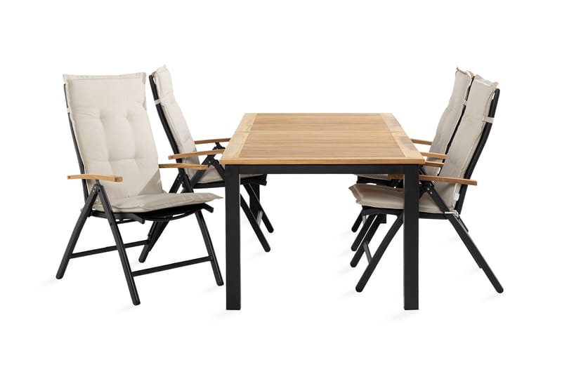 Matgrupp Utomhus Las Vegas 152-210x90 + 4 Stolar m Dyna - Svart|Teak|Vit - Utemöbler & utemiljö - Utegrupp - Matgrupp utomhus