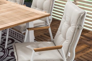 Matgrupp Utomhus Las Vegas 152-210x90 + 6 Karmstolar m Dyna - Teak/Vit - Utemöbler & utemiljö - Utegrupp - Matgrupp utomhus