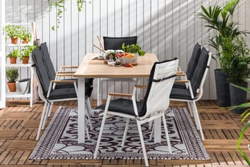 Matgrupp Utomhus Las Vegas 152-210x90 + 6 Karmstolar m Dyna - Vit|Teak|Svart - Utemöbler & utemiljö - Utegrupp - Matgrupp utomhus