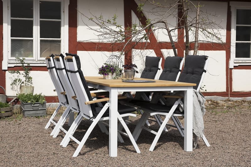 Matgrupp Utomhus Las Vegas 220-280 + 6 Positionsstol Lyx - Teak/Vit - Utemöbler & utemiljö - Utegrupp - Matgrupp utomhus