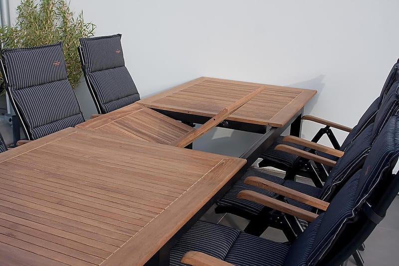 Matgrupp Utomhus Las Vegas 220-280 + 6 Positionsstol Lyx - Svart Teak - Utemöbler & utemiljö - Utegrupp - Matgrupp utomhus