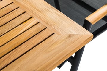 Matgrupp Utomhus Las Vegas 220-280 + 6 Positionsstol Lyx - Svart Teak - Utemöbler & utemiljö - Utegrupp - Matgrupp utomhus