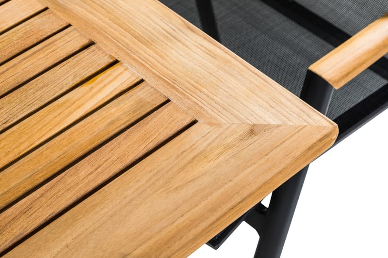 Matgrupp Utomhus Las Vegas 220-280 + 6 Positionsstol Lyx - Svart Teak - Utemöbler & utemiljö - Utegrupp - Matgrupp utomhus