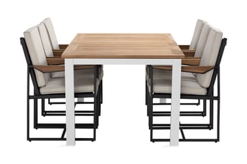 Matgrupp Utomhus Las Vegas 220-280 cm + 6 Matstol Östermalm - Teak/Vit - Utemöbler & utemiljö - Utegrupp - Matgrupp utomhus