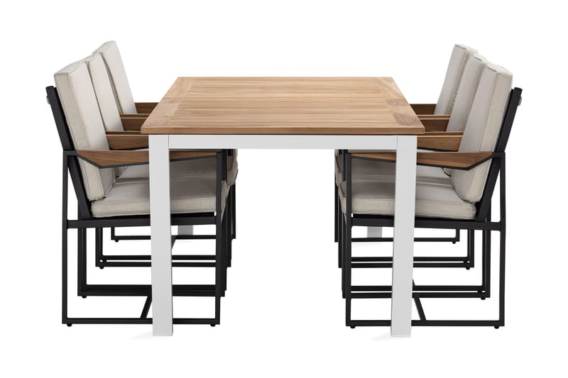 Matgrupp Utomhus Las Vegas 220-280 cm + 6 Matstol Östermalm - Teak/Vit - Utemöbler & utemiljö - Utegrupp - Matgrupp utomhus