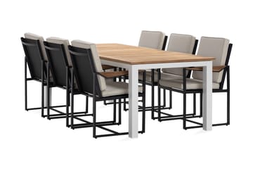 Matgrupp Utomhus Las Vegas 220-280 cm + 6 Matstol Östermalm - Teak/Vit - Utemöbler & utemiljö - Utegrupp - Matgrupp utomhus