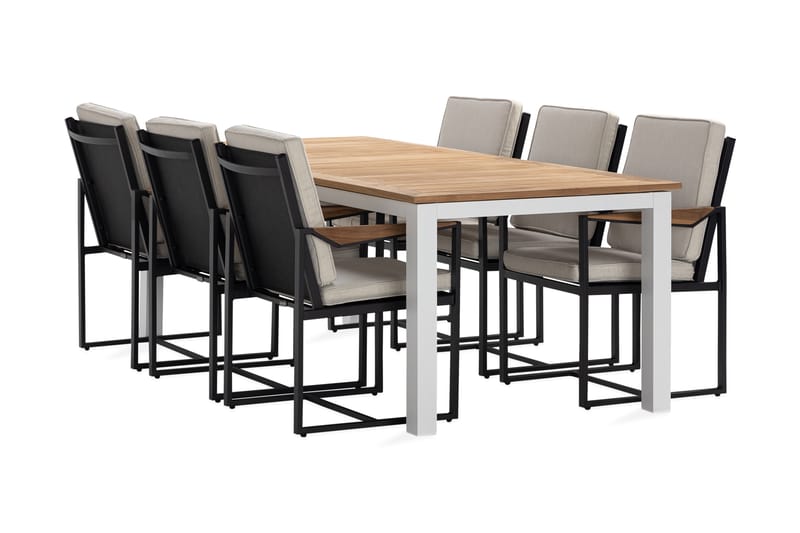 Matgrupp Utomhus Las Vegas 220-280 cm + 6 Matstol Östermalm - Teak/Vit - Utemöbler & utemiljö - Utegrupp - Matgrupp utomhus