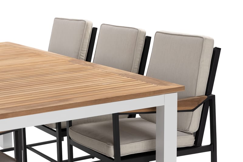 Matgrupp Utomhus Las Vegas 220-280 cm + 6 Matstol Östermalm - Teak/Vit - Utemöbler & utemiljö - Utegrupp - Matgrupp utomhus