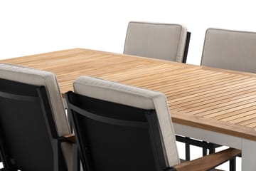 Matgrupp Utomhus Las Vegas 220-280 cm + 6 Matstol Östermalm - Teak/Vit - Utemöbler & utemiljö - Utegrupp - Matgrupp utomhus