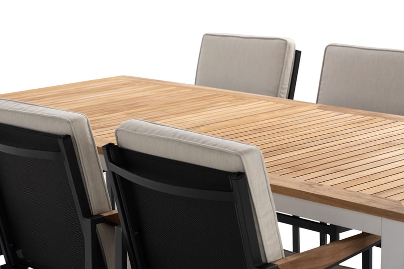 Matgrupp Utomhus Las Vegas 220-280 cm + 6 Matstol Östermalm - Teak/Vit - Utemöbler & utemiljö - Utegrupp - Matgrupp utomhus