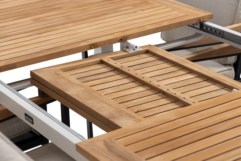 Matgrupp Utomhus Las Vegas 220-280 cm + 6 Matstol Östermalm - Teak/Vit - Utemöbler & utemiljö - Utegrupp - Matgrupp utomhus