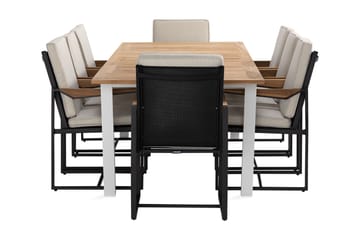 Matgrupp Utomhus Las Vegas 220-280 cm + 8 Matstol Östermalm - Teak/Vit - Utemöbler & utemiljö - Utegrupp - Matgrupp utomhus
