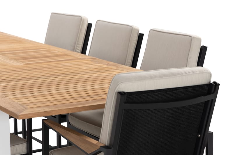 Matgrupp Utomhus Las Vegas 220-280 cm + 8 Matstol Östermalm - Teak/Vit - Utemöbler & utemiljö - Utegrupp - Matgrupp utomhus