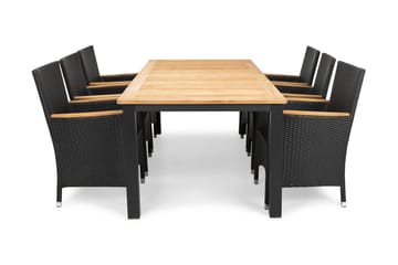 Matgrupp Utomhus Las Vegas 220-280x100 + 6 Thor Fåtölj m Armstöd - Teak|Svart - Utemöbler & utemiljö - Utegrupp - Matgrupp utomhus